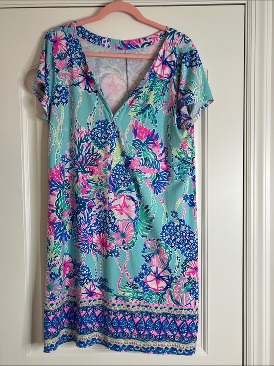 Lilly Pulitzer Dresses & Skirts - Lily Pulitzer-“Sophiletta”Dress in bright turquoise, pink & blue coral print-XL